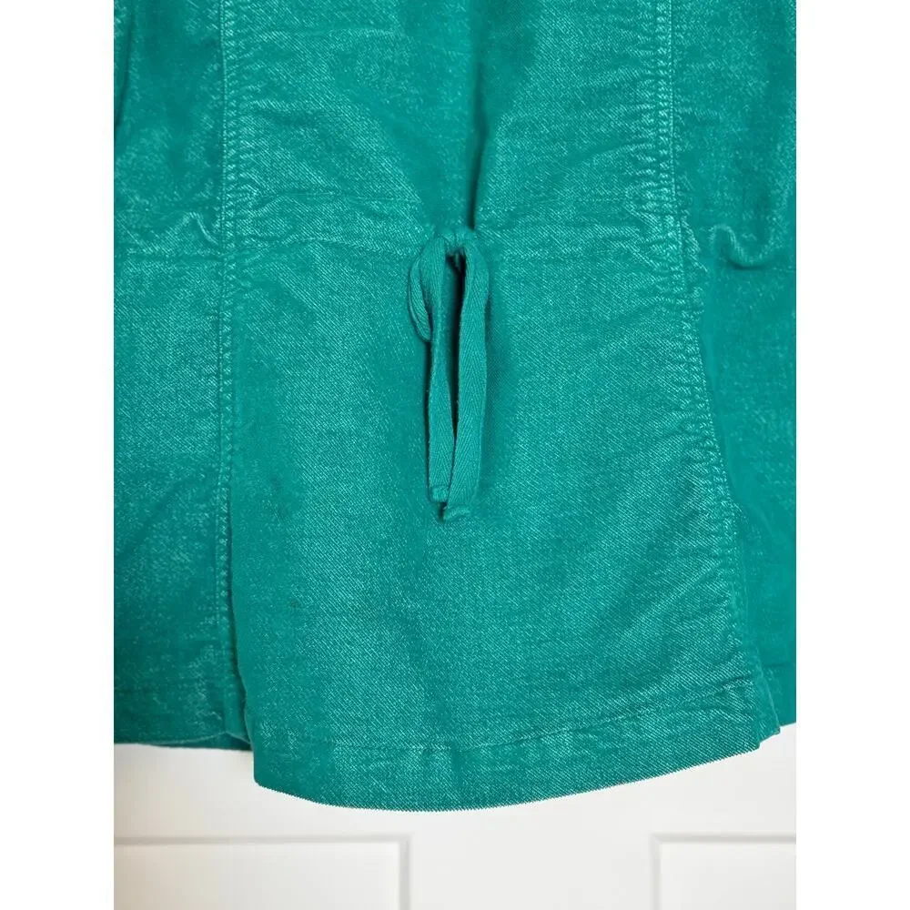 Sundance Womens Corduroy Jacket Teal Pockets Tie Back Womens Small/Petite - Picture 4 of 8
